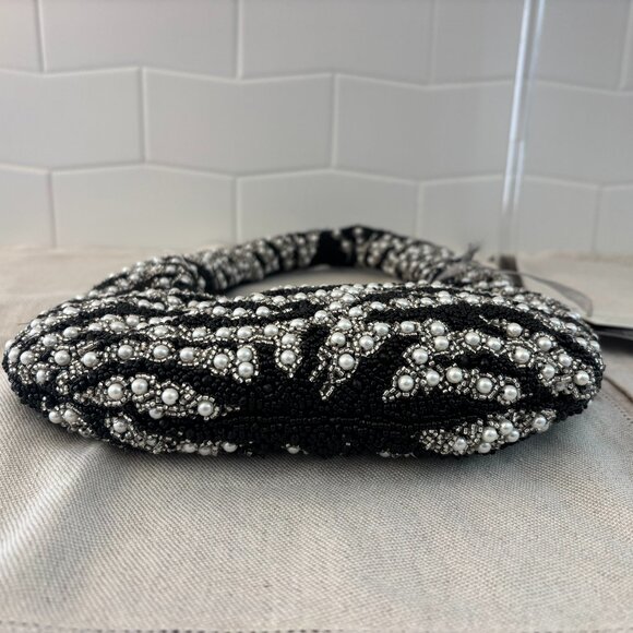 Viral Zebra Hobo Bag - Made in India - Black, White, Silver and Pearls - Picture 5 of 10